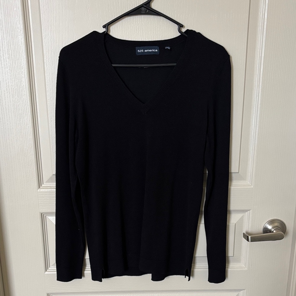 525 America Black V-Neck Knit Top